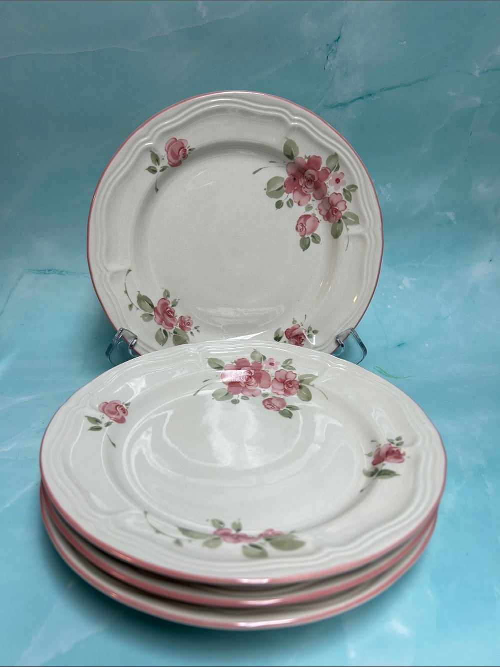 Vintage GIBSON Roseland china salad plate. Retired pattern. Set of 4